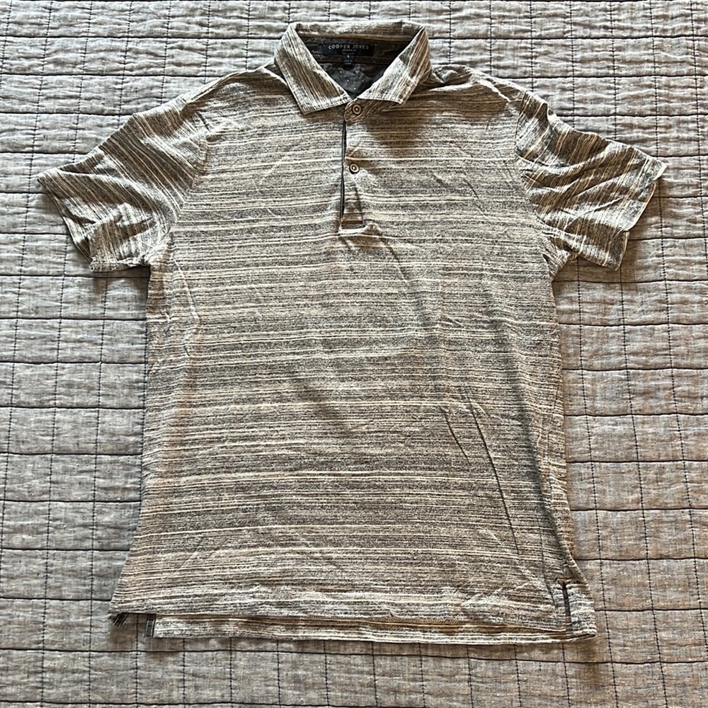 Cooper Jones Supply Striped Short Sleeve Polo Shirt With Patterned Collar - Picture 5 of 8